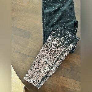 Beyond Yoga Black Leggings with Silvery/champagne speckles
